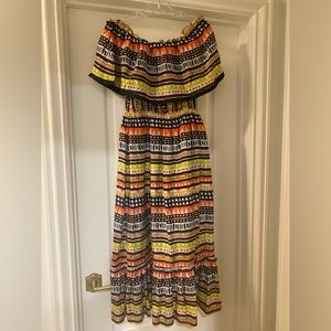 Anthropologie off shoulder silk dress